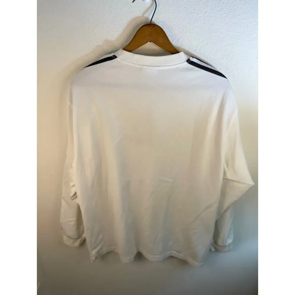 Vintage White Adidas Pull Over Iconic Three Stripe Athletic Streetwear Mens L